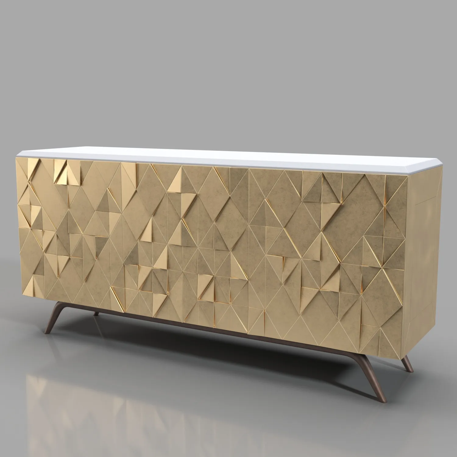 Gold Triangular Cabinet PBR 3D Model_01